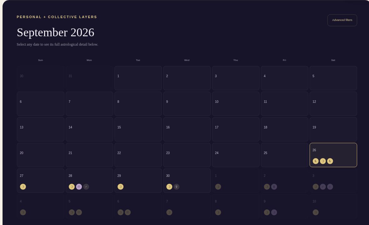 My Calendar inside the Celestial platform